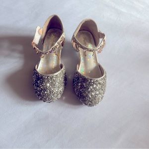 Furdeour glitter girl sandals princess crystal shiny heels ankle straps